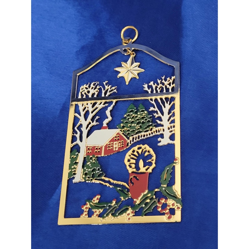 Vintage Reed and Barton Cutout Metal Goldtone Tree Ornament Christmas